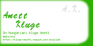 anett kluge business card